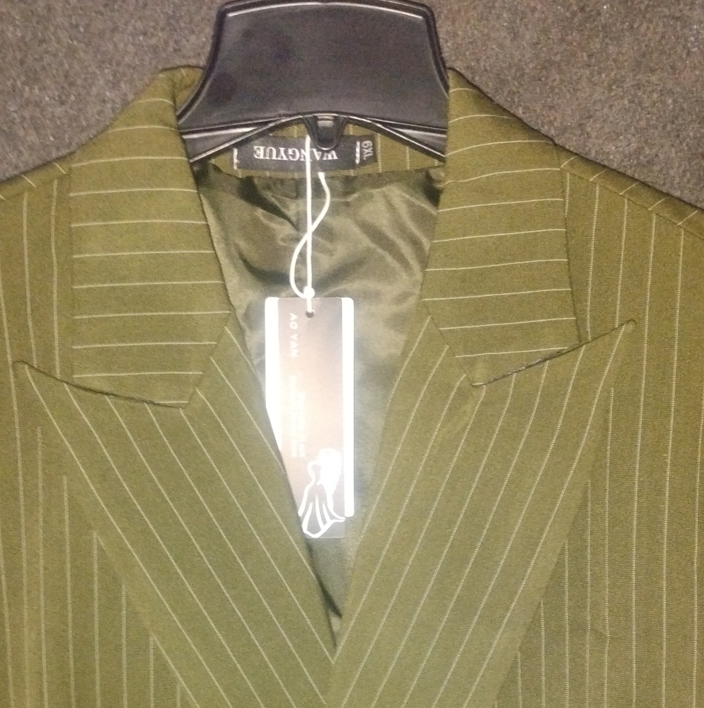 Vintage Olive Pinstripe Suit
